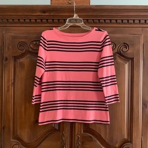 Talbots tee, open neck cotton, 3/4 sleeve. med petite